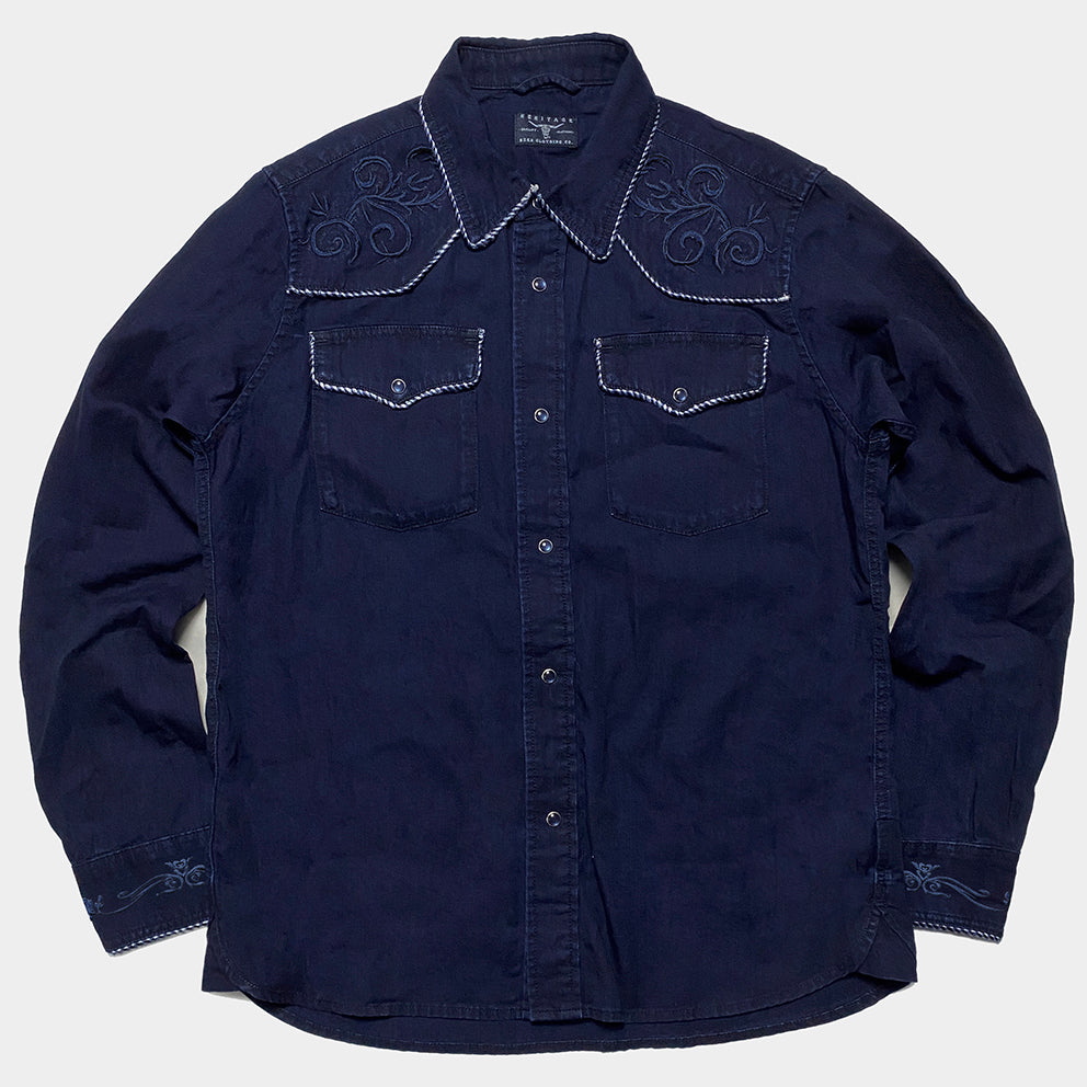 BZEN M.3239R JESSE-FRISCO REGULAR FIT WESTERN DENIM SHIRT WITH TONAL  EMBROIDERY-5.25OZ-E1A DARK INDIGO