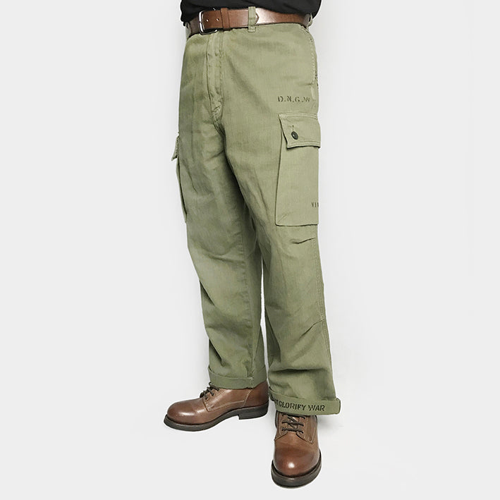 BZEN UNARMY - M.1162 L29-HOA REGULAR STRAIGHT ANKLE LENGTH NAM INSPIRED  MILTARY CARGO PANT- GREEN